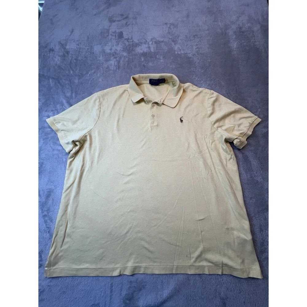 Polo Ralph Lauren Mens Shirt XXL Yellow Short Sleeve Pony Logo